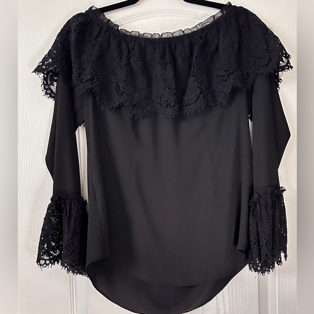 White House Black Market Elegant Black Lace Top, Medium - Picture 6 of 6
